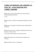 FLORIDA LIFE INSURANCE AND ANNUITIES 2-14 STUDY SET &ndash; EXAM QUESTIONS WITH CORRECT ANSWERS
