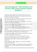 Sales Management - D099 Questions and  Answers &lpar;100&percnt; Correct Answers&rpar; Already  Graded A&plus;