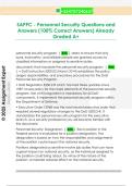SAPPC - Personnel Security Questions and  Answers &lpar;100&percnt; Correct Answers&rpar; Already  Graded A&plus; 