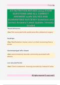 ATI NUTRITION RETAKE &lpar;2025&rpar; EXAM  QUESTIONS AND ALL CORRECT  ANSWERS 100&percnt; SOLVED AND  GUARANTEED SUCCESS&excl;&excl; Questions and  Correct Answers&sol; Latest Update &sol; Already  Graded 