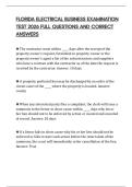 FLORIDA ELECTRICAL BUSINESS EXAMINATION TEST 2026 FULL QUESTIONS AND CORRECT ANSWERS