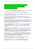 California Dental Hygiene Law and Ethics Unit 1 Study Guide with Complete Solutions