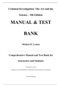Manual & Test Bank for Criminal Investigation The Art and the Science 9th Edition By Michael D&period; Lyman&comma; Chapters 1-19