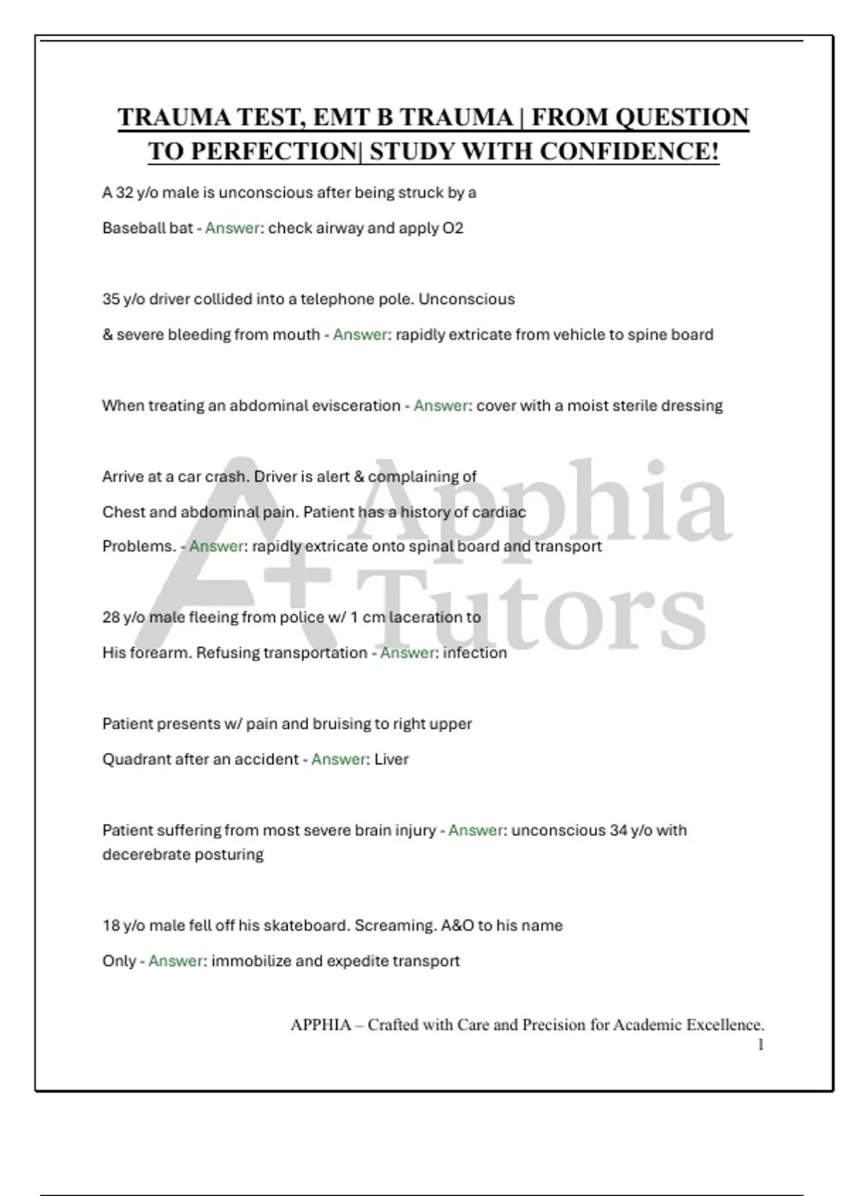 TRAUMA TEST, EMT B TRAUMA | FROM QUESTION TO PERFECTION| STUDY WITH ...