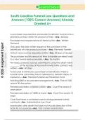South Carolina Funeral Law Exam  Questions and Answers &lpar;100&percnt; Correct  Answers&rpar; Already Graded A&plus;