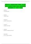 DENTAL ASSISTING FINAL EXAM  2025 QUESTIONS AND ANSWERS  GRADED A&plus; 100&percnt; PASS 