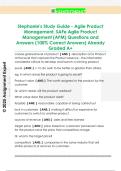 Stephanie's Study Guide - Agile Product  Management&comma; SAFe Agile Product  Management &lpar;APM&rpar; Questions and  Answers &lpar;100&percnt; Correct Answers&rpar; Already  Graded A&plus;