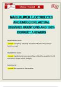 MARK KLIMEK ELECTROLYTES AND ENDOCRINE ACTUAL 2025&sol;2026 QUESTIONS AND 100&percnt; CORRECT ANSWERS