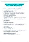 NUR1025 FINAL EXAM PRACTICE QUESTIONS AND ANSWERS