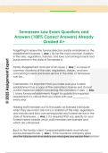 Tennessee Law Exam Questions and  Answers &lpar;100&percnt; Correct Answers&rpar; Already  Graded A&plus;