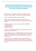ACSM CERTIFIED EXERCISE PHYSIOLOGIST ALL 284 TERMS AND EXPLANATION LATEST UPDATE 2024-2025 &vert; VERIFIED ANSWERS