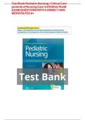 TEST BANK FOR Pediatric Nursing&colon; Critical Components of Nursing Care 3rd Edition by Diane Rudd&comma; Kathryn&comma; Kocisko&sol; QUESTIONS and ANSWER KEY