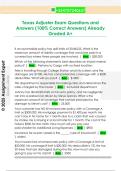 Texas Adjuster Exam Questions and  Answers &lpar;100&percnt; Correct Answers&rpar; Already  Graded A&plus;
