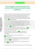 Texas Adjusters License Questions and  Answers &lpar;100&percnt; Correct Answers&rpar; Already  Graded A&plus; 