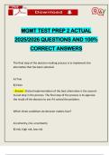 MGMT TEST PREP 2 ACTUAL 2025&sol;2026 QUESTIONS AND 100&percnt; CORRECT ANSWERS