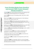Texas Plumbing Master Exam Questions  and Answers &lpar;100&percnt; Correct Answers&rpar;  Already Graded A&plus;