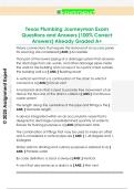 Texas Plumbing Journeyman Exam  Questions and Answers &lpar;100&percnt; Correct  Answers&rpar; Already Graded A&plus; 