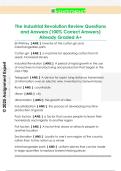 The Industrial Revolution Review Questions  and Answers &lpar;100&percnt; Correct Answers&rpar;  Already Graded A&plus;