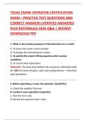 TEXAS CRANE OPERATOR CERTIFICATION  EXAM &ndash; PRACTICE TEST QUESTIONS AND  CORRECT ANSWERS &lpar;VERIFIED ANSWERS&rpar;  PLUS RATIONALES 2026 Q&A &vert; INSTANT  DOWNLOAD PDF