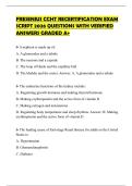 FRESENIUS CCHT RECERTIFICATION EXAM SCRIPT 2026 QUESTIONS WITH VERIFIED ANSWERS GRADED A&plus;