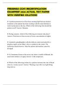 FRESENIUS CCHT RECERTIFICATION EXAMPREP 2026 ACTUAL TEST PAPER WITH VERIFIED SOLUTIONS