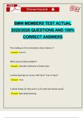 BMW MEMBERS TEST ACTUAL 2025&sol;2026 QUESTIONS AND 100&percnt; CORRECT ANSWERS