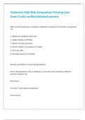 Maternity High-Risk Antepartum Nursing Care Exam 3 with verified detailed answers