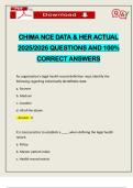 CHIMA NCE DATA & HER ACTUAL 2025&sol;2026 QUESTIONS AND 100&percnt; CORRECT ANSWERS