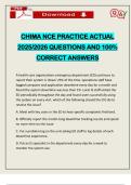 CHIMA NCE PRACTICE ACTUAL 2025&sol;2026 QUESTIONS AND 100&percnt; CORRECT ANSWERS