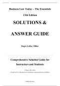 Complete Solutions Manual &mdash; Business Law Today&colon; The Essentials&mdash;Text and Summarized Cases&comma; 13th Edition &mdash; Roger LeRoy Miller &mdash; All Chapters Covered 1&ndash;25 &lpar;Latest Update&rpar;
