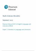 2025 Pearson Edexcel A LEVEL English Language and Literature PAPER 2 MARK SCHEME  &lpar;9EL0&sol;02