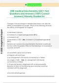 UNE medical biochemistry Unit 1 Test  Questions and Answers &lpar;100&percnt; Correct  Answers&rpar; Already Graded A&plus;