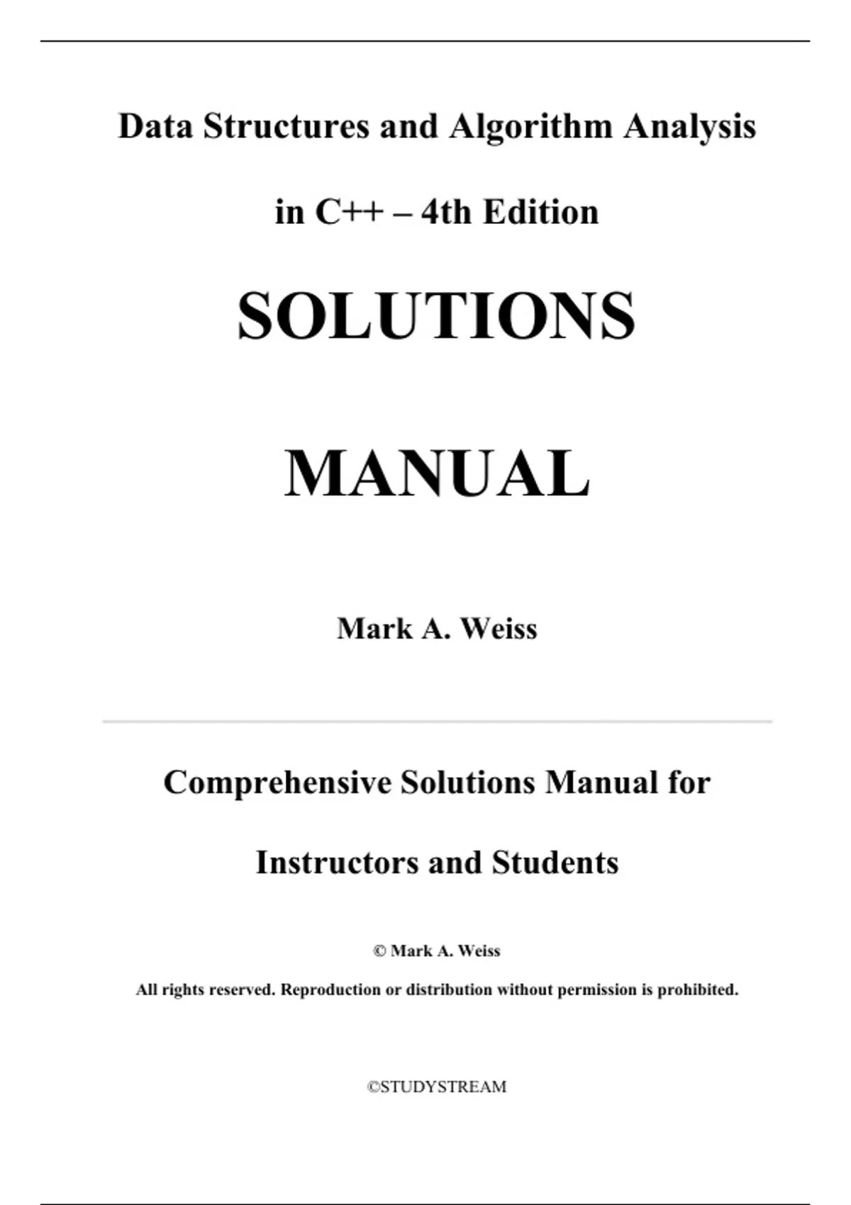 Solutions for Data Structures And Algorithm Analysis In C++ 4th Edition ...