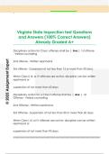 Virginia State inspection test Questions  and Answers &lpar;100&percnt; Correct Answers&rpar;  Already Graded A&plus;