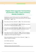 Virginia State Inspection Test Questions  and Answers &lpar;100&percnt; Correct Answers&rpar;  Already Graded A&plus;
