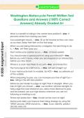 Washington Motorcycle Permit Written Test  Questions and Answers &lpar;100&percnt; Correct  Answers&rpar; Already Graded A&plus;