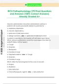 WCU Pathophysiology 370 Final Questions  and Answers &lpar;100&percnt; Correct Answers&rpar;  Already Graded A&plus;