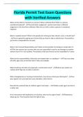 Florida Permit Test Exam Questions with Verified Answers