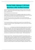 Florida Public Adjuster 3-20 Exam Questions with Verified Answers