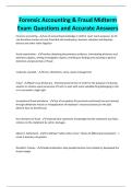 Forensic Accounting & Fraud Midterm Exam Questions and Accurate Answers