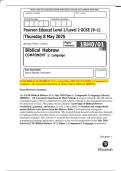 GCSE BIBLICAL HEBREW &lpar;9&ndash;1&rpar;&colon; Actual May 2025 PAST PAPER 1&colon; Component 1  Language&period; All Assessment Questions & Mark Scheme &lbrack;Edexcel 1BH0&sol;01&rsqb; 