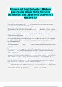 Church of God Exhorter History  and Polity Exam With Verified  Questions and Approved Answers |  Graded A+ 