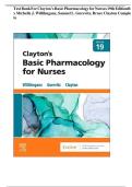 Test Bank For Clayton's Basic Pharmacology for Nurses 19th Edition By Bruce Clayton&comma; Michelle Willihnganz&comma; Samuel Gurevitz &lpar; &rpar; &sol; 9780323796309 &sol; Chapter 1-48 &sol; Complete Questions and Answers A&plus;
