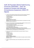 NUR 190 Psychiatric-Mental Health Nursing Final Exam &lpar;2025&lowbar;2026&rpar; &mdash; Real 130 Questions & Answers with Rationales &lpar;Comprehensive Assessment&comma; DSM-5-TR Aligned&period;pdf