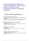 VNSG 1423 Basic Nursing Skills Exam 1&lowbar; Elimination &lpar;2025&lowbar;2026&rpar; &mdash; Verified Practice Questions & Answers &lpar;Nursing Fundamentals&comma; Elimination Procedures & Patient Care&rpar;&lowbar;&lowbar;&lowbar;&period;pdf