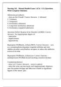 Nursing 341 - Mental Health Exam 1 &lpar;Ch&period; 1-11&rpar; Questions With Complete Solutions