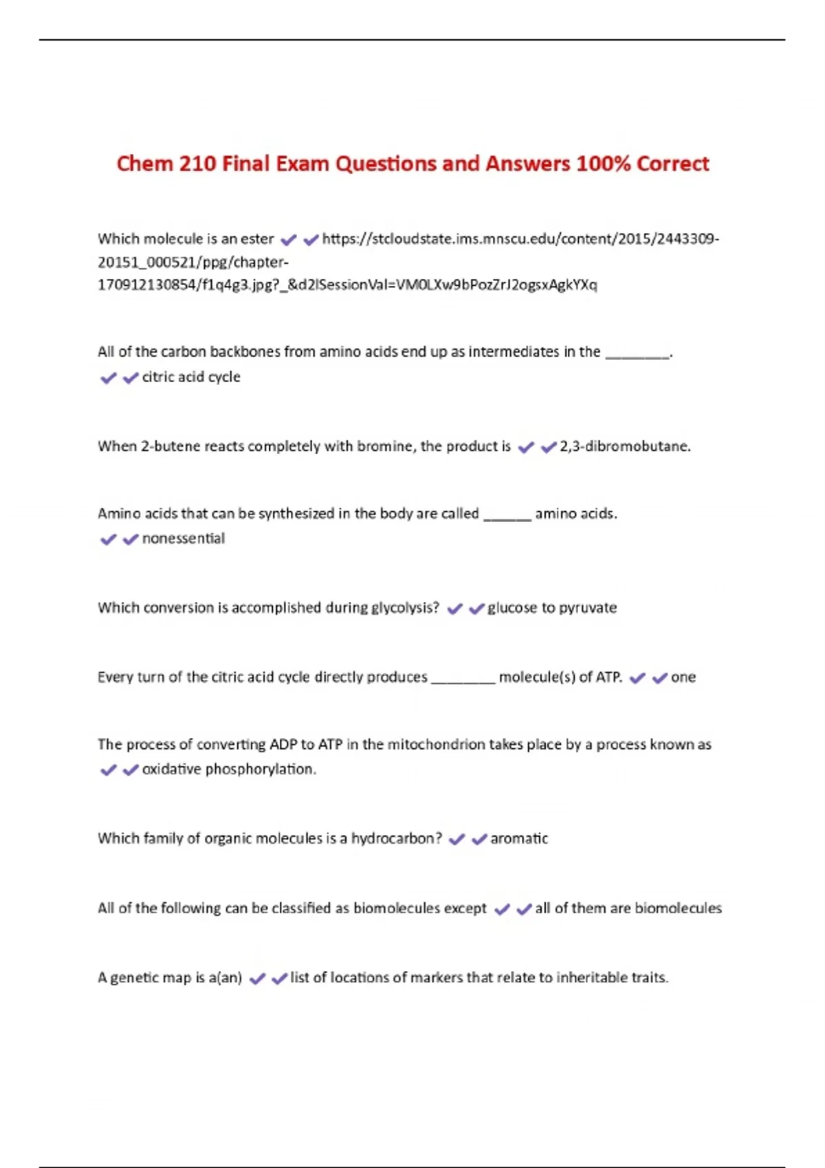 Chem 210 Final Exam Questions and Answers 100% Correct - Chem 210 ...