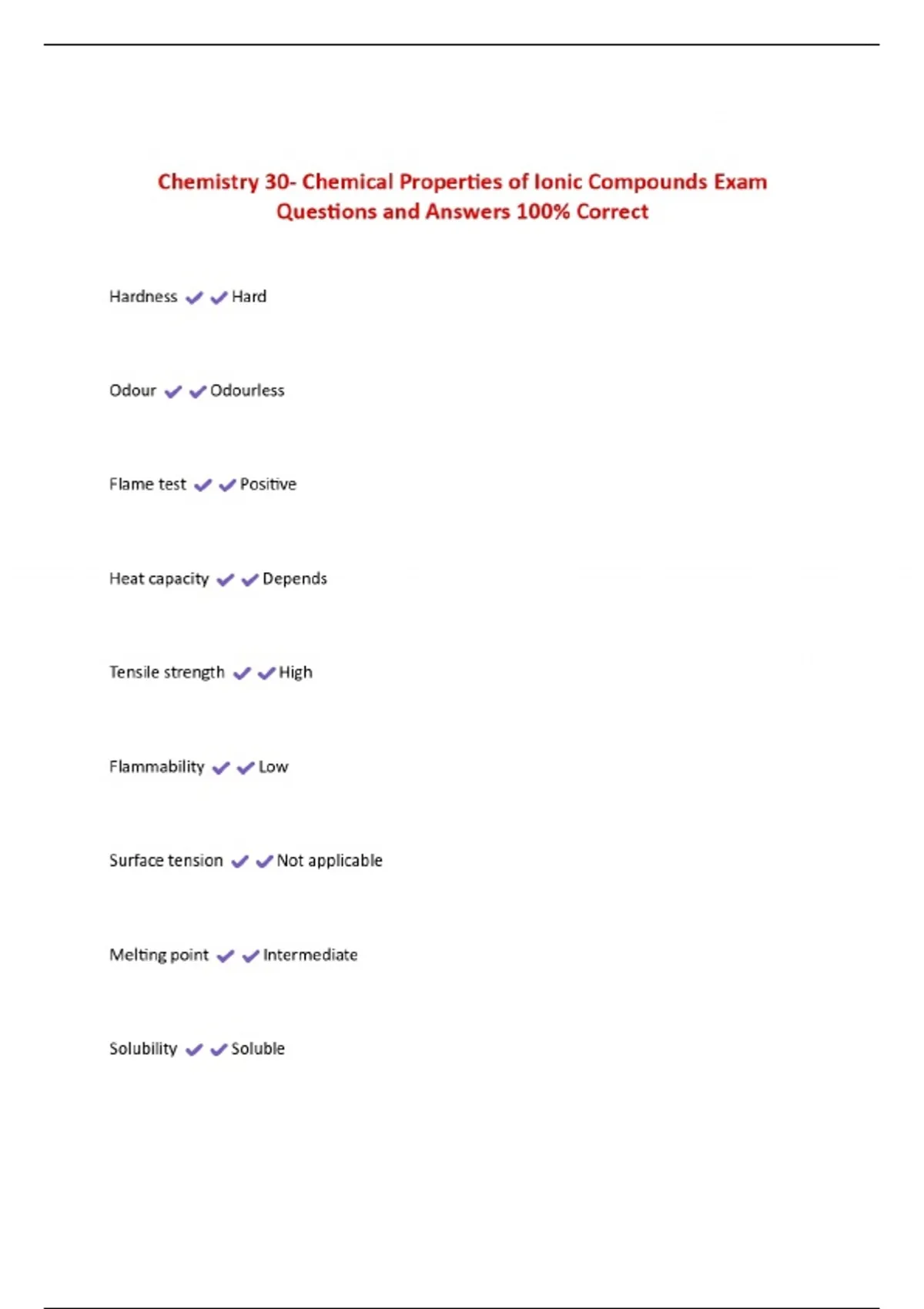 Chemistry 30- Chemical Properties of Ionic Compounds Exam Questions and ...
