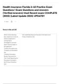 Health Insurance Florida 2-40 Practice Exam Questions 1 Exam Questions and Answers &lpar;Verified Answers&rpar; Most Recent exam COMPLETE &lpar;2025&rpar; &lpar;Latest Update 2025&rpar; UPDATE&excl;&excl;