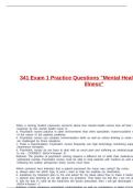 341 Exam 1 Practice Questions "Mental Health And Mental Illness"